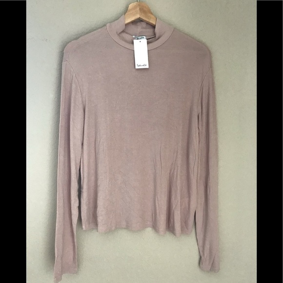 Splendid Small Rib Mock Neck Light Pink Mauve - Picture 1 of 4